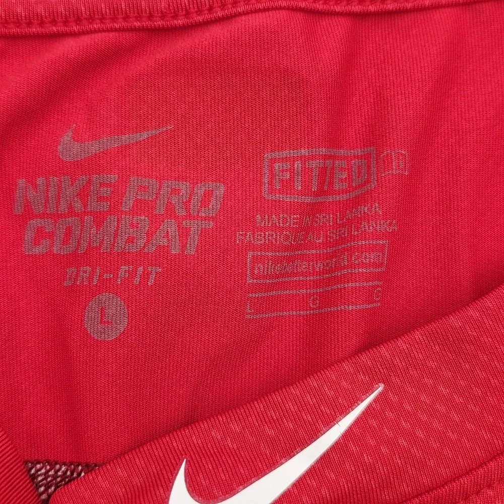 Nike Pro Combat‎ Hypercool Shirt Mens Large Red Dri Fit Fit Baseball 659873-657